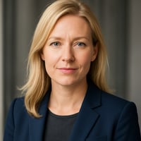A blonde female professional headshot of The Syntropic Navigator guiding direction and alignment ensuring every effort answers Whos it for Whats it for